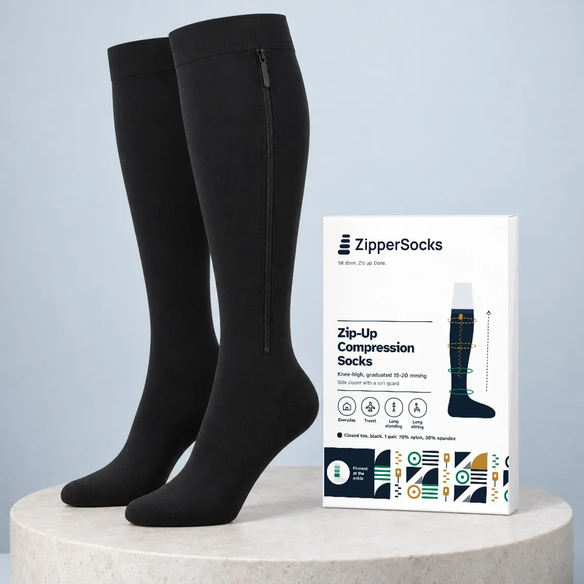 ZipperSocks Zipper Compression Socks, Closed Toe